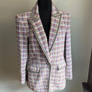 Veronica Beard Pink and White Tweed Blazer